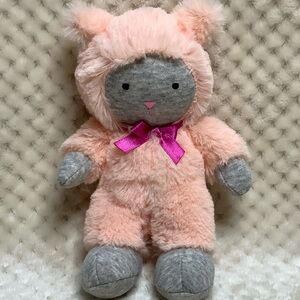 Unbranded Cute Plush Grey Bunny in Pink Cat Costume Stuffed Animal Toy